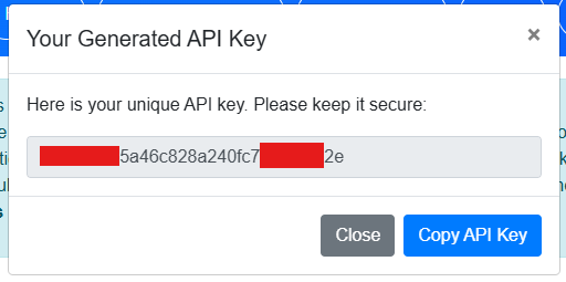 Generate API Key Screenshot